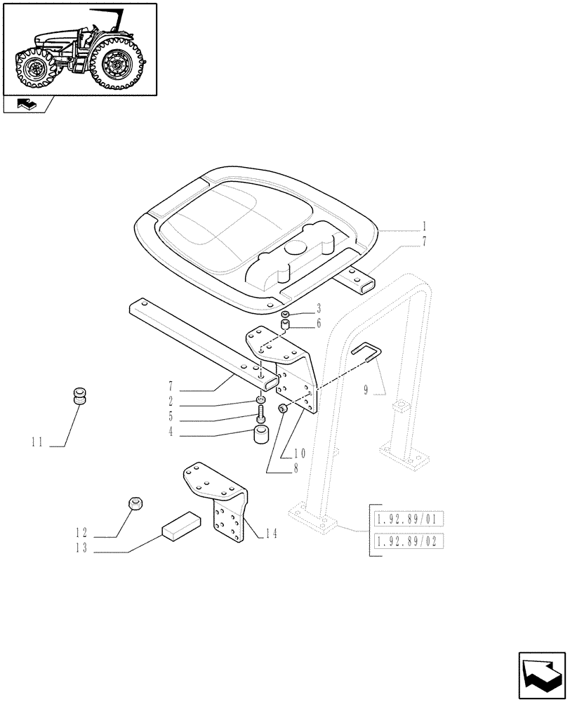 Схема запчастей Case IH FARMALL 85C - (1.92.89/03) - FOLDING ROPS CANOPY (VAR.332857) (10) - OPERATORS PLATFORM/CAB