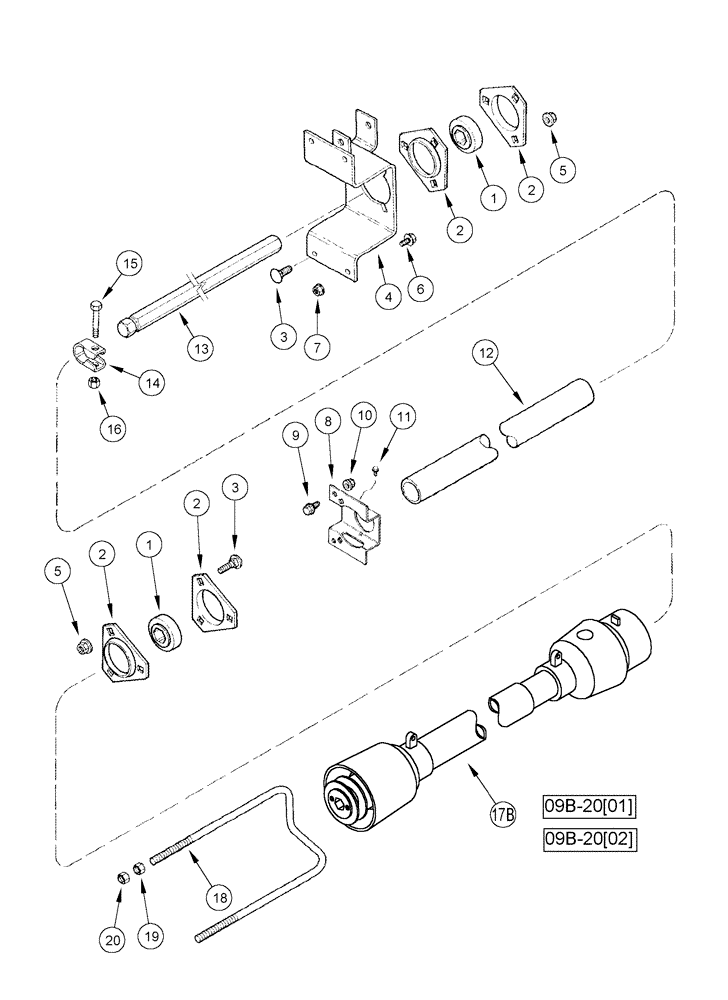 Схема запчастей Case IH 1020 - (09B-15) - KNIFE JACKSHAFT DRIVE - 22.5 AND 25.0 FOOT HEADERS (09) - CHASSIS/ATTACHMENTS