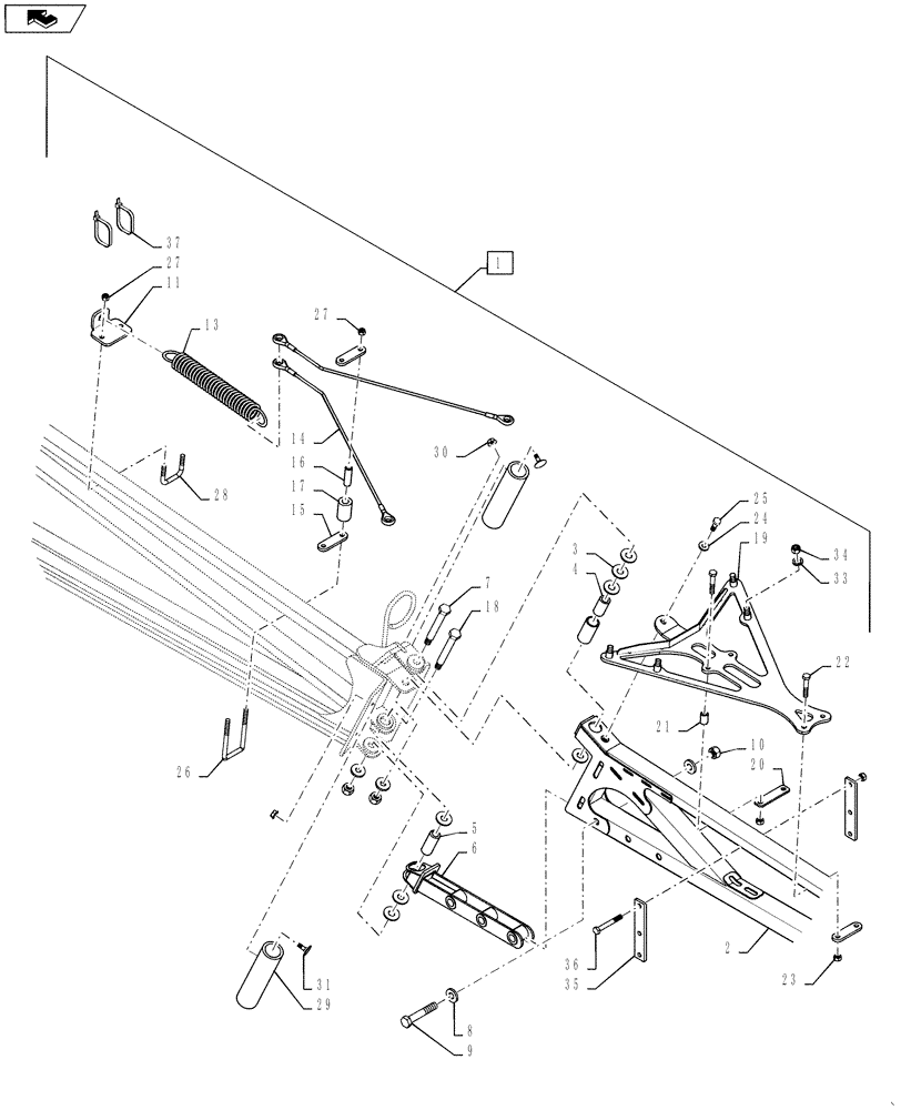 Схема запчастей Case IH 4420 - (08-022) - BOOM BREAKAWAY ASSEMBLY, 100’ (09) - BOOMS