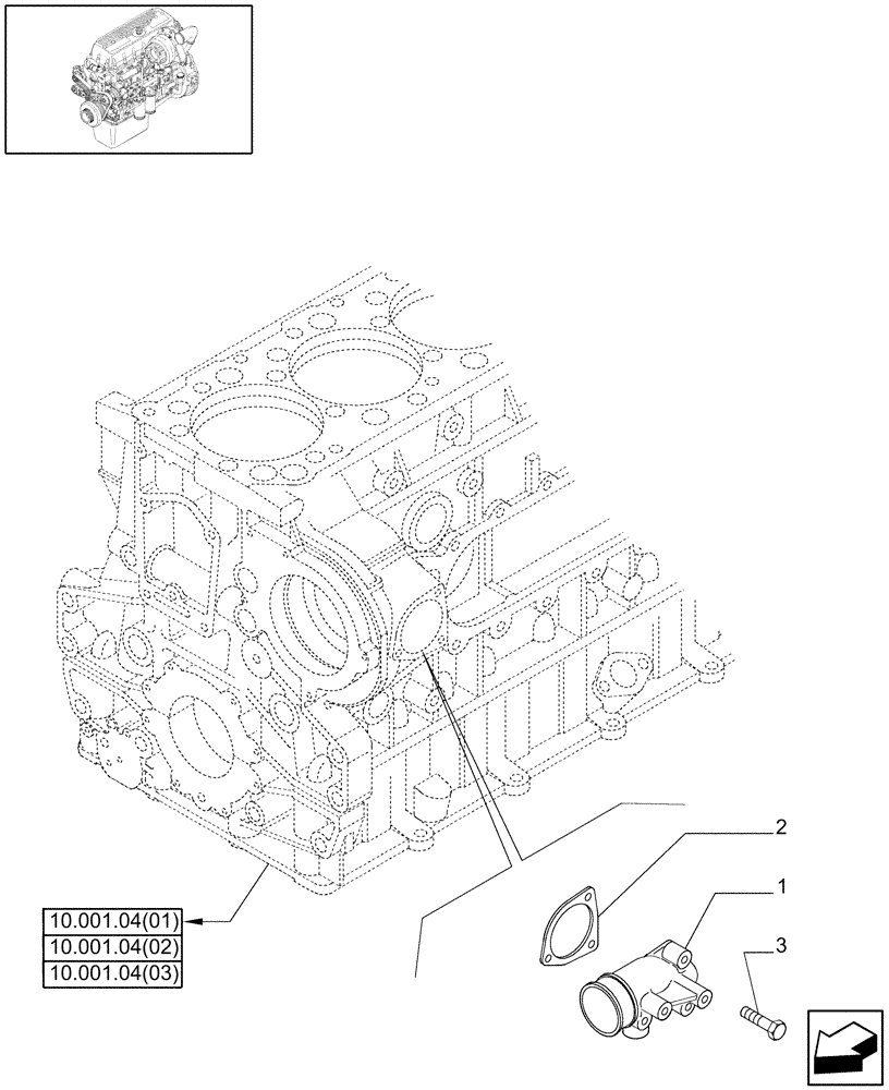 Схема запчастей Case IH 8120 - (10.402.04[02]) - WATER PUMP PIPES - 8120/8120(LA) (10) - ENGINE