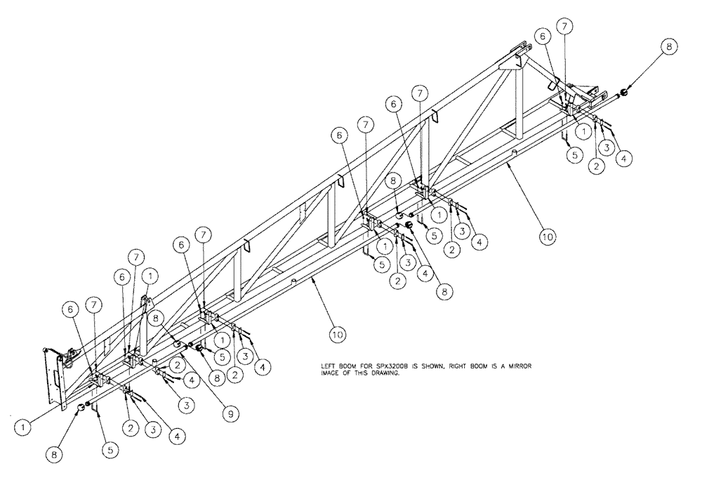 Схема запчастей Case IH SPX3200 - (09-026) - NOZZLE SPACING, 5 SEC MID 10" Liquid Plumbing