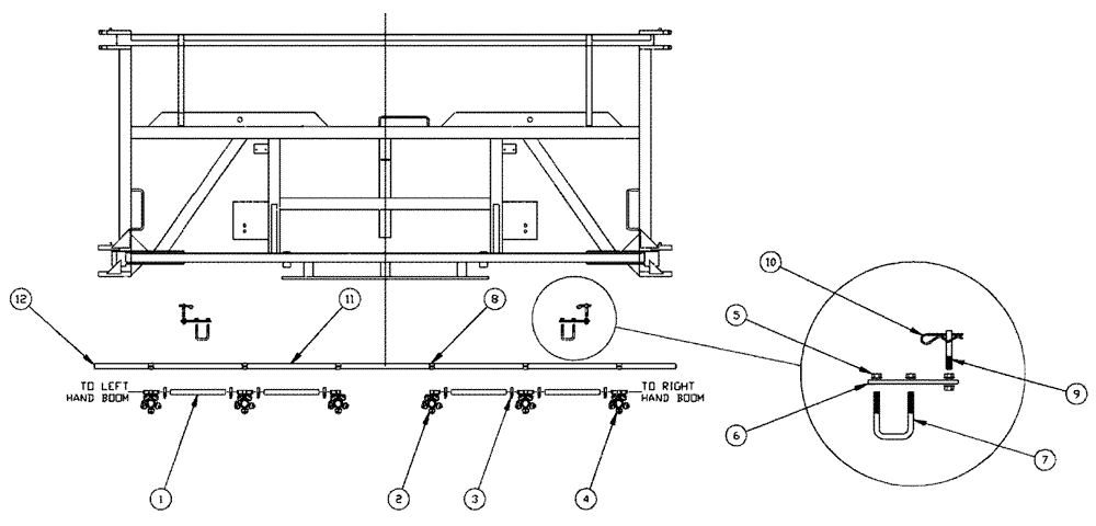 Схема запчастей Case IH 3150 - (09-020) - 90 CENTER, 6-BOOM SHUTOFF, 20" NOZZLE SPACING Liquid Plumbing