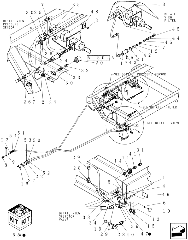 Схема запчастей Case IH ADX2180 - (A.10.A[05]) - MAIN FRAME HYDRAULICS - VARIABLE DRIVE A - Distribution Systems