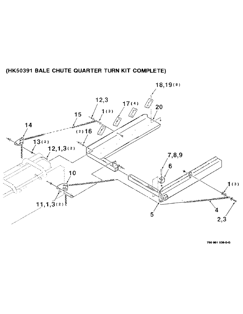 Схема запчастей Case IH 8520 - (9-24) - BALE CHUTE QUARTER TURN KIT, (HK50391 BALE CHUTE QUARTER TURN KIT COMPLETE) Decals & Attachments