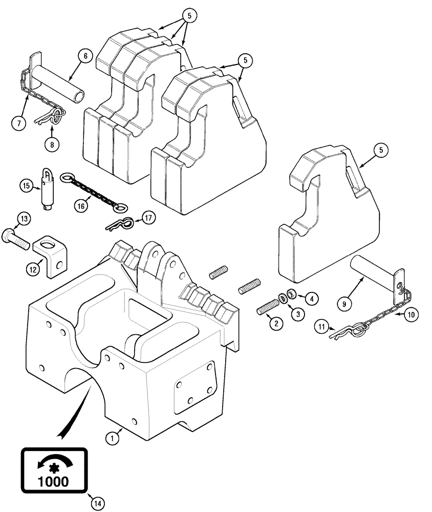 Схема запчастей Case IH MX170 - (09-04) - FRONT WEIGHTS (39) - FRAMES AND BALLASTING