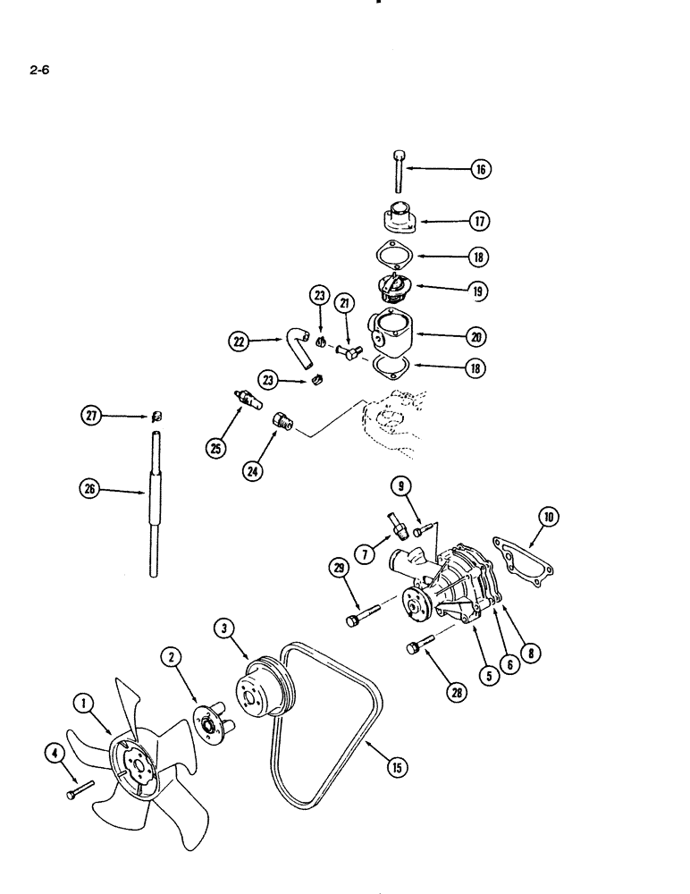 Схема запчастей Case IH 1140 - (2-06) - WATER PUMP AND FAN, 1140 TRACTOR (02) - ENGINE