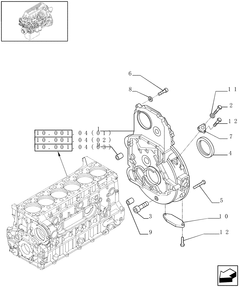 Схема запчастей Case IH 7010 - (10.103.04[02]) - FLYWHEEL CASE - 8010 (10) - ENGINE