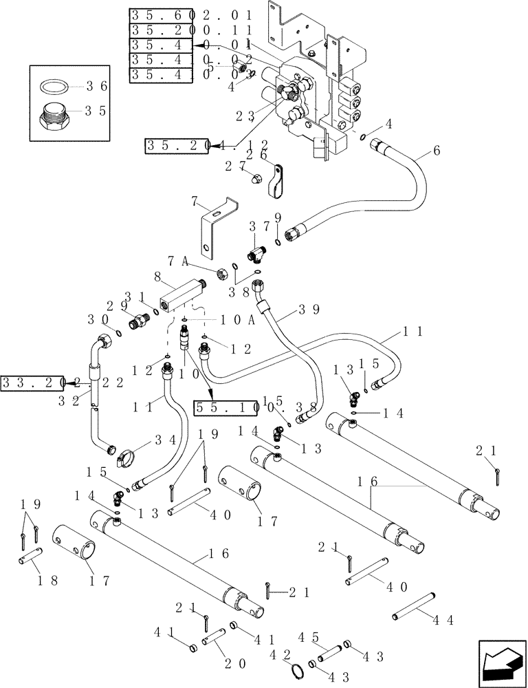 Схема запчастей Case IH 2588 - (35.162.01) - HYDRAULICS - HEADER LIFT (35) - HYDRAULIC SYSTEMS