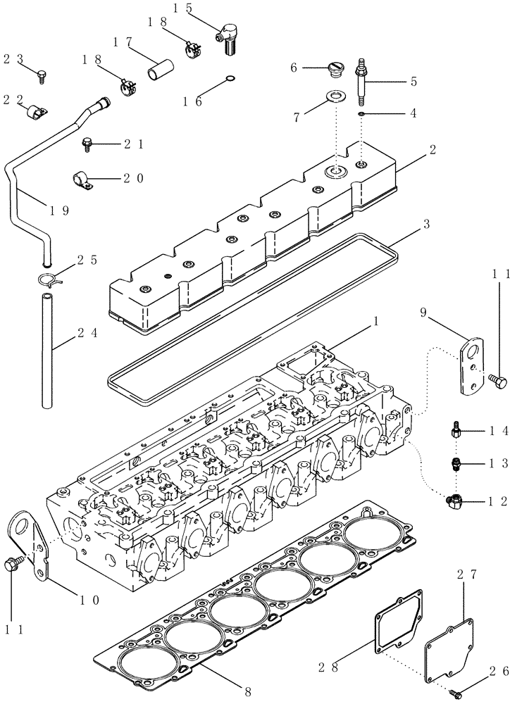 Схема запчастей Case IH MX230 - (02-27) - CYLINDER HEAD - COVER, MX210 AND MX230, ASN JAZ132841 (02) - ENGINE