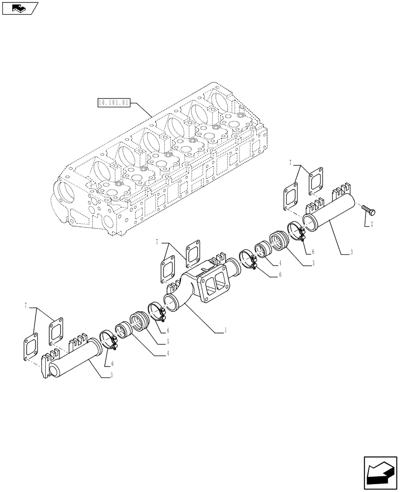 Схема запчастей Case IH F3BFA613C E006 - (10.254.05) - EXHAUST MANIFOLD (10) - ENGINE