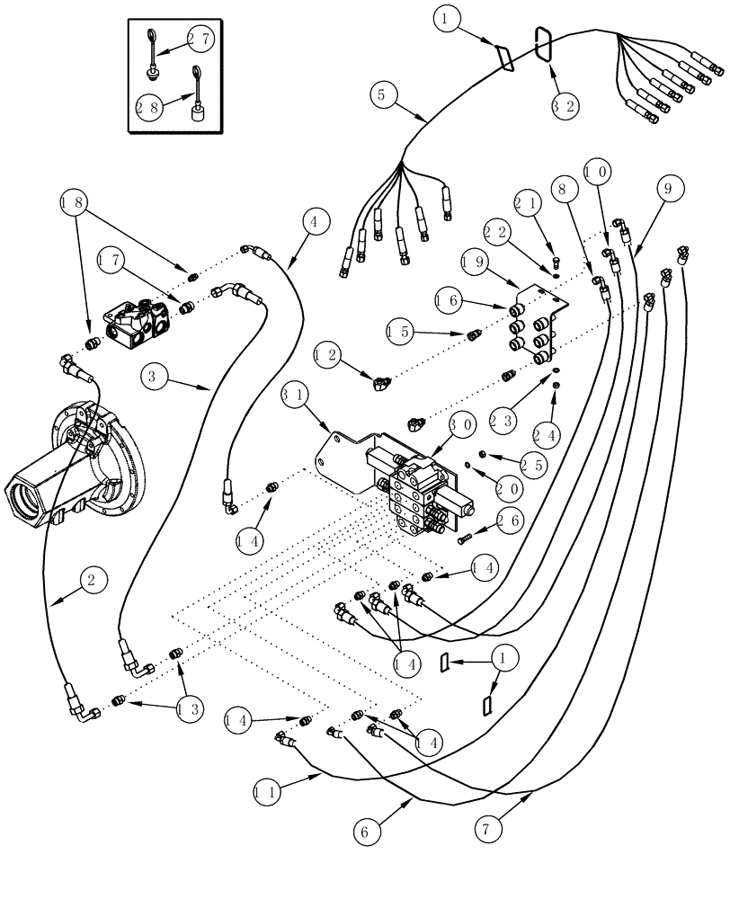 Схема запчастей Case IH LX172 - (08-32) - HYDRAULICS - EXTERNAL VALVE - 3 FUNCTION WITHOUT SELF LEVELING (08) - HYDRAULICS