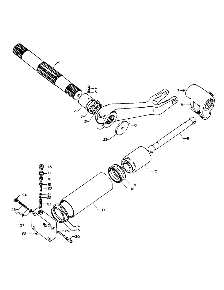 Схема запчастей Case IH 553 - (283) - POWER CYLINDER, ROCKSHAFT ASSEMBLY (08) - HYDRAULICS