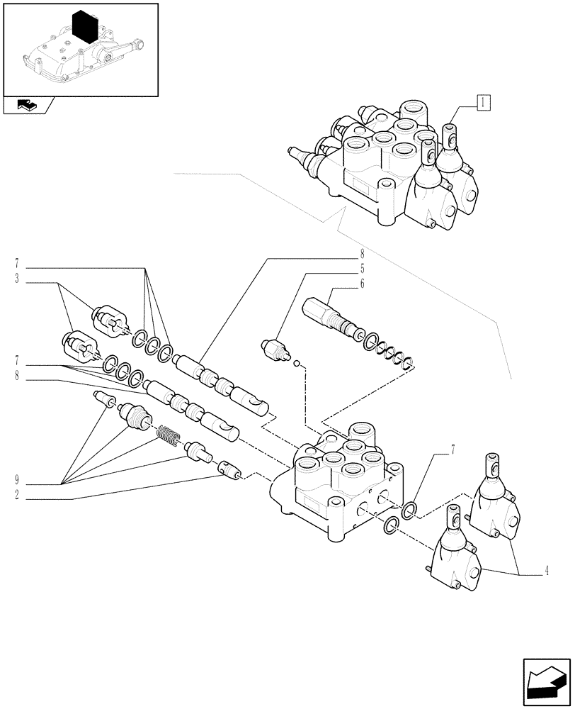 Схема запчастей Case IH FARMALL 60 - (1.82.7/02A) - 2 CONTROL VALVES (1 S/D + 1 DOUBLE ACTING) - BREAKDOWN (07) - HYDRAULIC SYSTEM