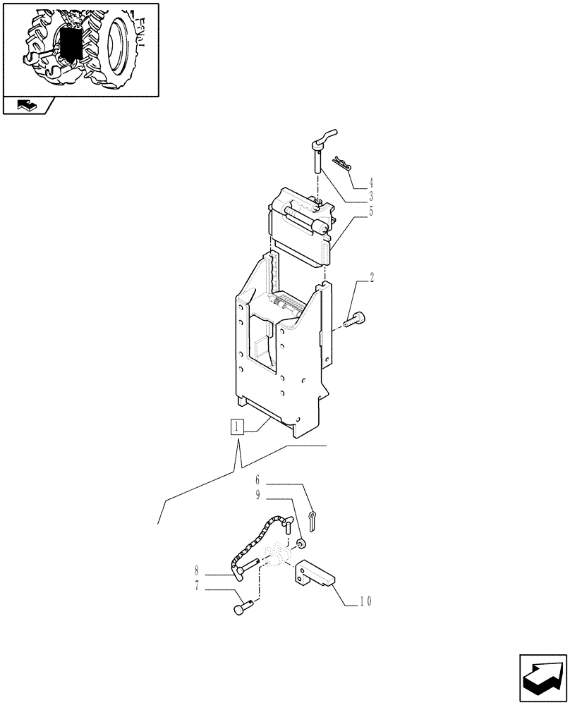 Схема запчастей Case IH PUMA 165 - (1.89.5/02[01B]) - (VAR.887) SLIDER TOW HOOK W/SWIVEL COUPLING & PITON, LESS SWINGING DRAWBAR - FRENCH TYPE - D6976 (09) - IMPLEMENT LIFT