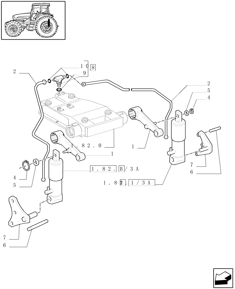 Схема запчастей Case IH JX100U - (1.82.1/02) - (VAR.784) VERSION WITH TWO ADDITIONAL JACKS (07) - HYDRAULIC SYSTEM