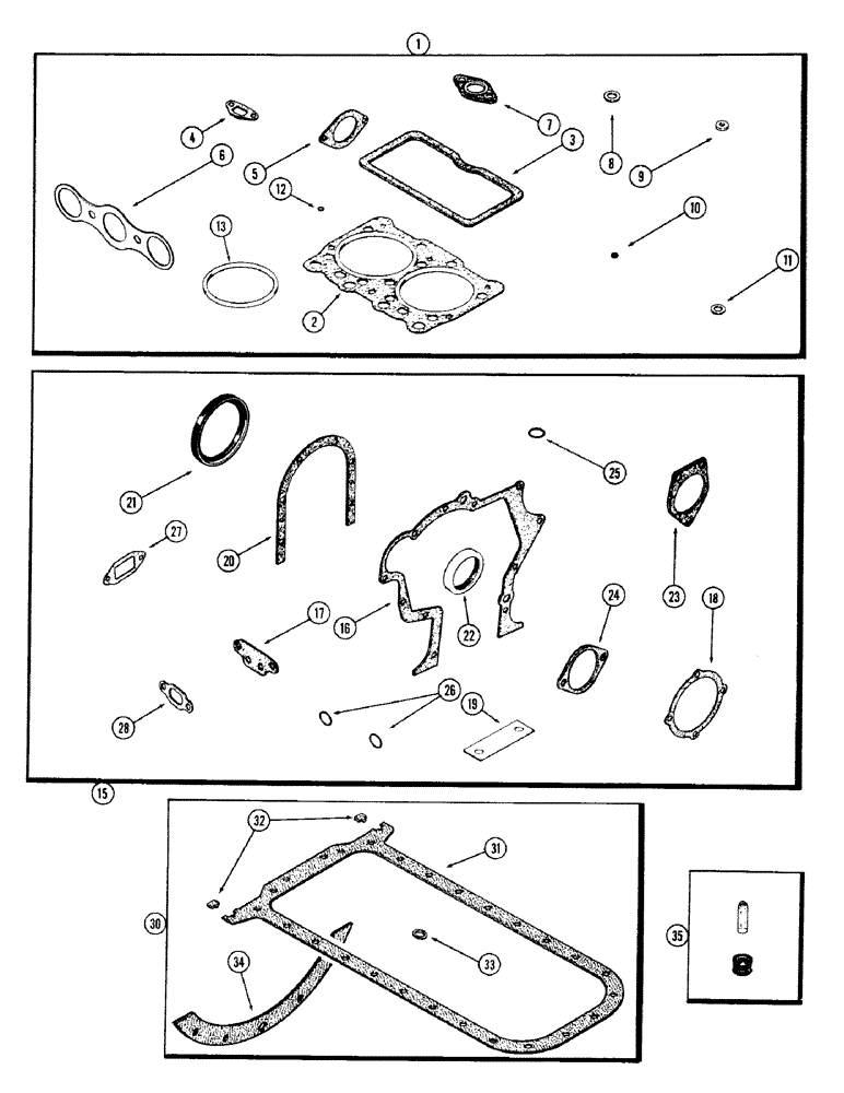 Схема запчастей Case IH 870 - (052) - ENGINE GASKET KITS, (301B) SPARK IGNITION ENGINE, 1ST USED ENG. SER. NO. 2322106 (02) - ENGINE