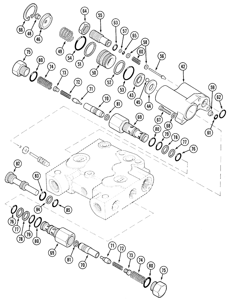 Схема запчастей Case IH 5120 - (8-62) - HYDRAULIC, REMOTE VALVE ASSEMBLY, WITH TWO CHECKS, CONTD (08) - HYDRAULICS