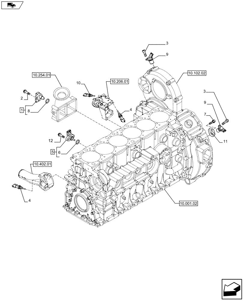 Схема запчастей Case IH F2CFE613N A011 - (55.012.AA) - MOTOR SENSORS (504226073 - 504270473) (55) - ELECTRICAL SYSTEMS