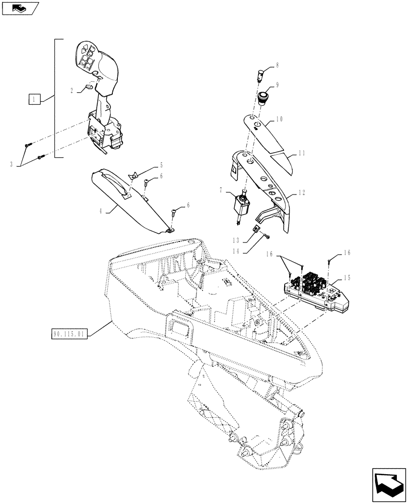 Схема запчастей Case IH STEIGER 350 - (55.440.01) - ARMREST CONTROLS - MULTI-FUNCTION HANDLE, PTO CONTROLS, & ARMREST CONTROL MODULE (55) - ELECTRICAL SYSTEMS