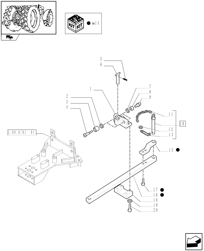 Схема запчастей Case IH PUMA 225 - (1.89.0/01[02]) - (VAR.910) INDIPENDENT ROLLER SWINGING DRAWBAR (09) - IMPLEMENT LIFT