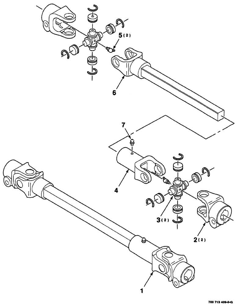 Схема запчастей Case IH 725 - (02-022) - U-JOINT ASSEMBLY, UPPER HAY CONDITIONER DRIVE (58) - ATTACHMENTS/HEADERS