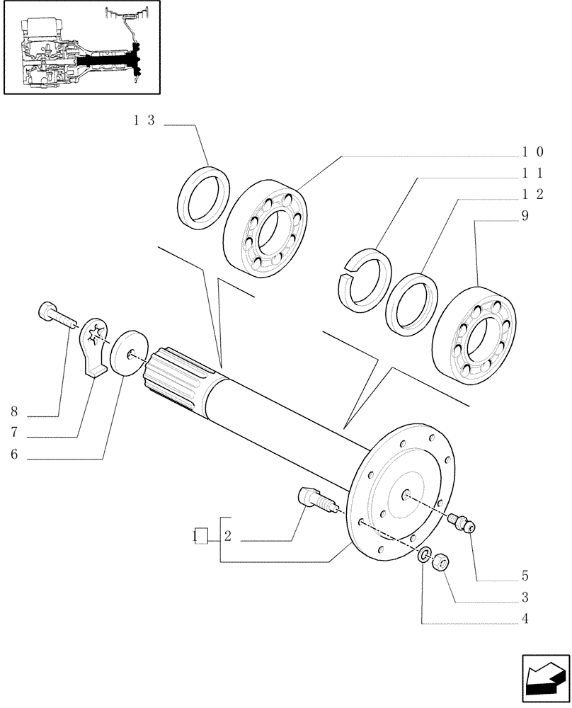 Схема запчастей Case IH JX90U - (1.48.1/02[02]) - (VAR.406) FRONT AXLE, 40KM/H HYDR. DIFF. LOCK - STEP-DOWN GEARING (05) - REAR AXLE