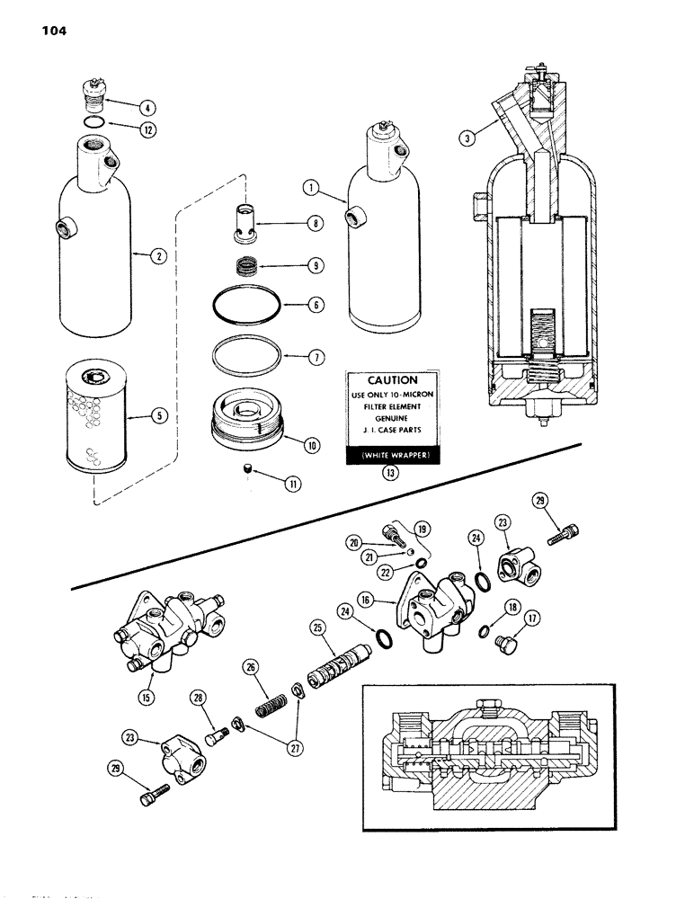 Схема запчастей Case IH 1090 - (104) - A61459 OIL FILTER (05) - STEERING