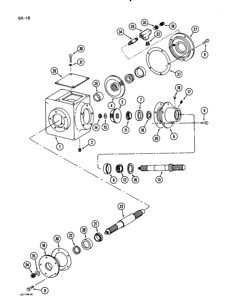 Схема запчастей Case IH 1620 - (9A-18) - FEEDER AND CLEANING FAN GEAR CASE (13) - FEEDER