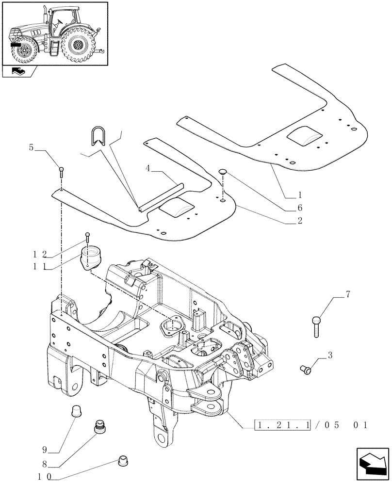 Схема запчастей Case IH PUMA 155 - (1.21.1/05[02]) - INTEGRATED FRONT HPL WITH PTO FOR FRONT AXLE SUSPENSION - CAPS AND COVER PLATE (VAR.334648-335648) (03) - TRANSMISSION