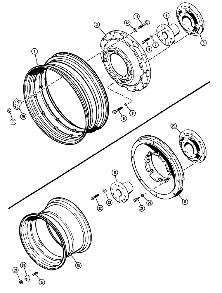 Схема запчастей Case IH 1370 - (134) - REAR WHEELS WITH 34 INCH RIMS, USED WITH 3-7/8 INCH DIAMETER AXLE SHAFT (06) - POWER TRAIN