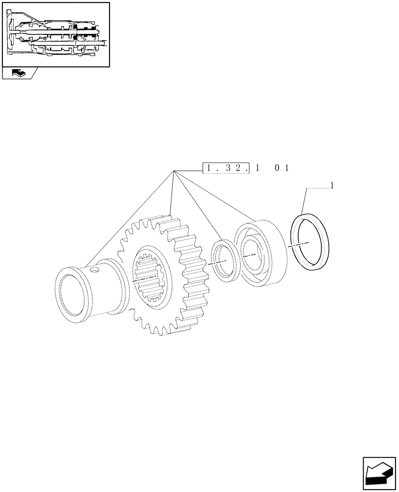 Схема запчастей Case IH PUMA 140 - (1.32.1[04]) - CENTRAL REDUCTION GEARS - SHIMS (03) - TRANSMISSION