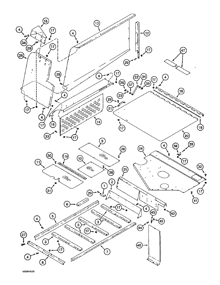 Схема запчастей Case IH 1644 - (9H-02) - ENGINE SHIELD AND SERVICE DECK (12) - CHASSIS