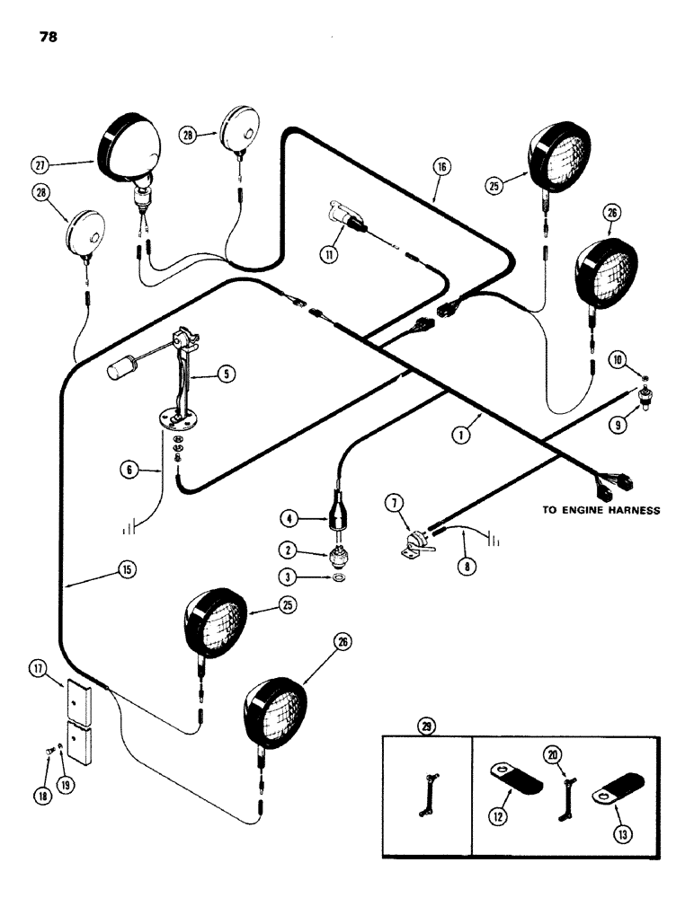 Схема запчастей Case IH 970 - (078) - ELECTRICAL EQUIPMENT AND WIRING, (401B) DIESEL ENGINE TRANSMISSION HARNESS (04) - ELECTRICAL SYSTEMS