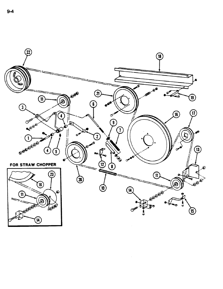 Схема запчастей Case IH 1620 - (9-004) - RIGHT SIDE BELT DRIVE (13) - FEEDER