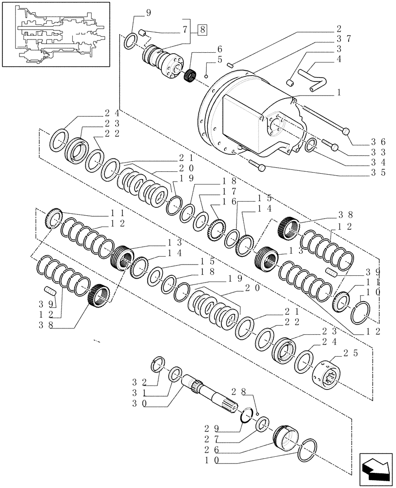 Схема запчастей Case IH MXU110 - (1.27.2) - HI-LO TRANSMISSION COUPLING (03) - TRANSMISSION