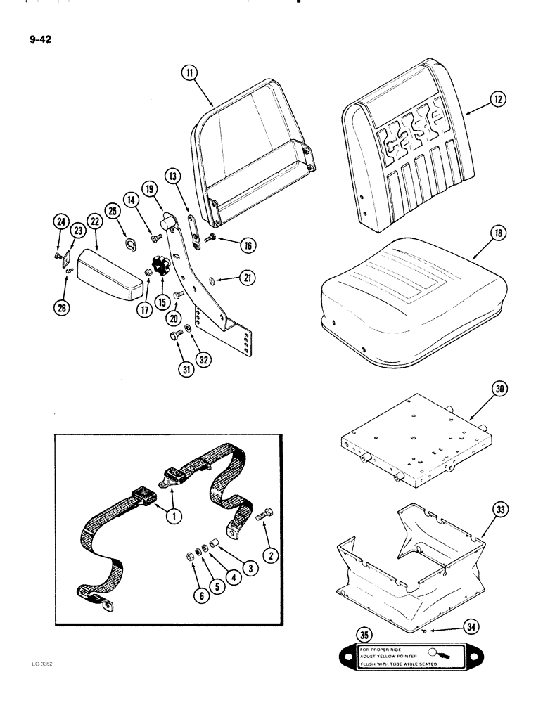 Схема запчастей Case IH 2096 - (9-042) - VINYL SEAT, SEAT BELT (09) - CHASSIS/ATTACHMENTS