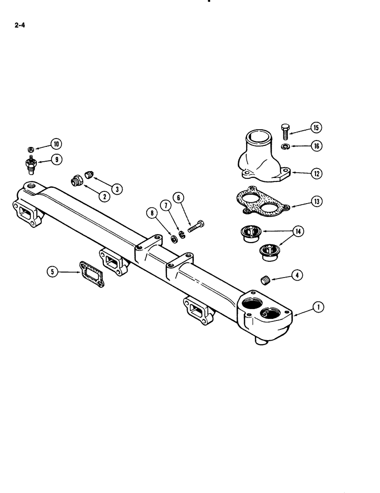 Схема запчастей Case IH 2294 - (2-004) - WATER MANIFOLD AND THERMOSTAT, 504BDT DIESEL ENGINE (02) - ENGINE