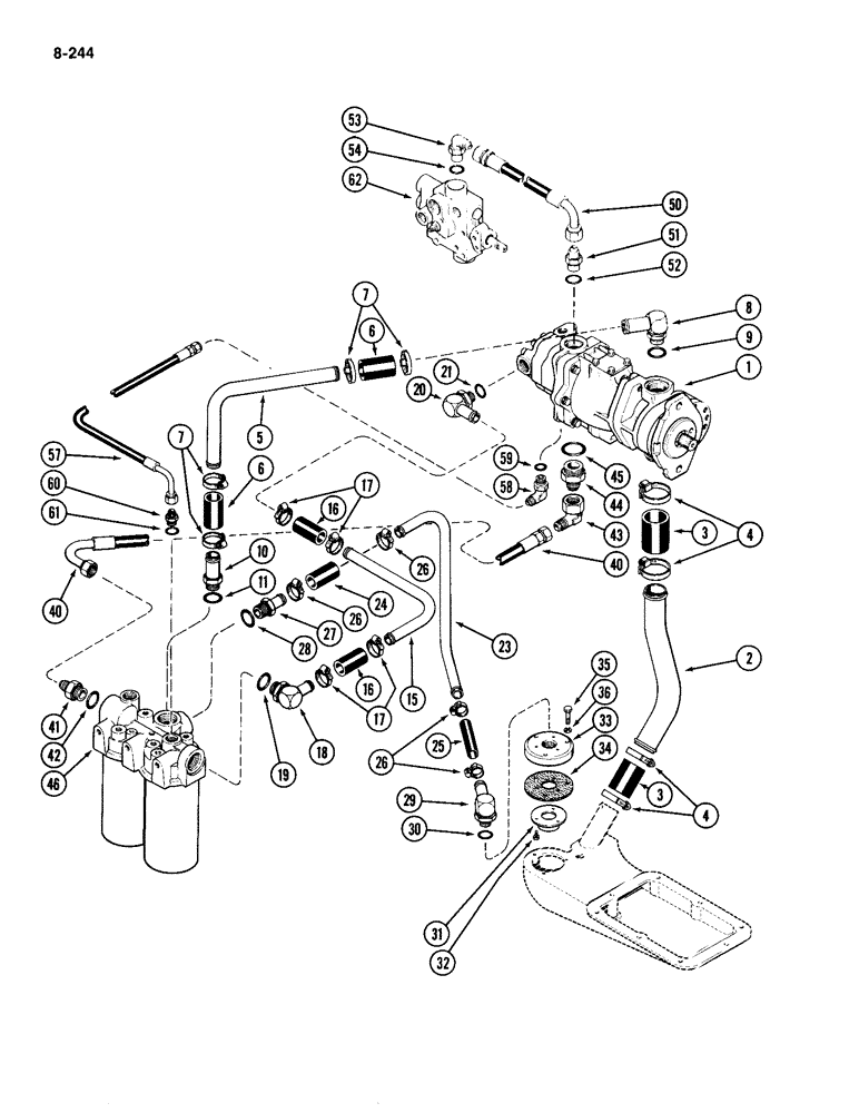 Схема запчастей Case IH 4490 - (8-244) - HYDRAULIC CHARGE SYSTEM (08) - HYDRAULICS