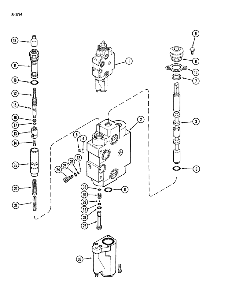 Схема запчастей Case IH 2094 - (8-314) - REMOTE VALVE BODY ASSEMBLY, ADD ON FOR THIRD OR FOURTH CIRCUIT (08) - HYDRAULICS