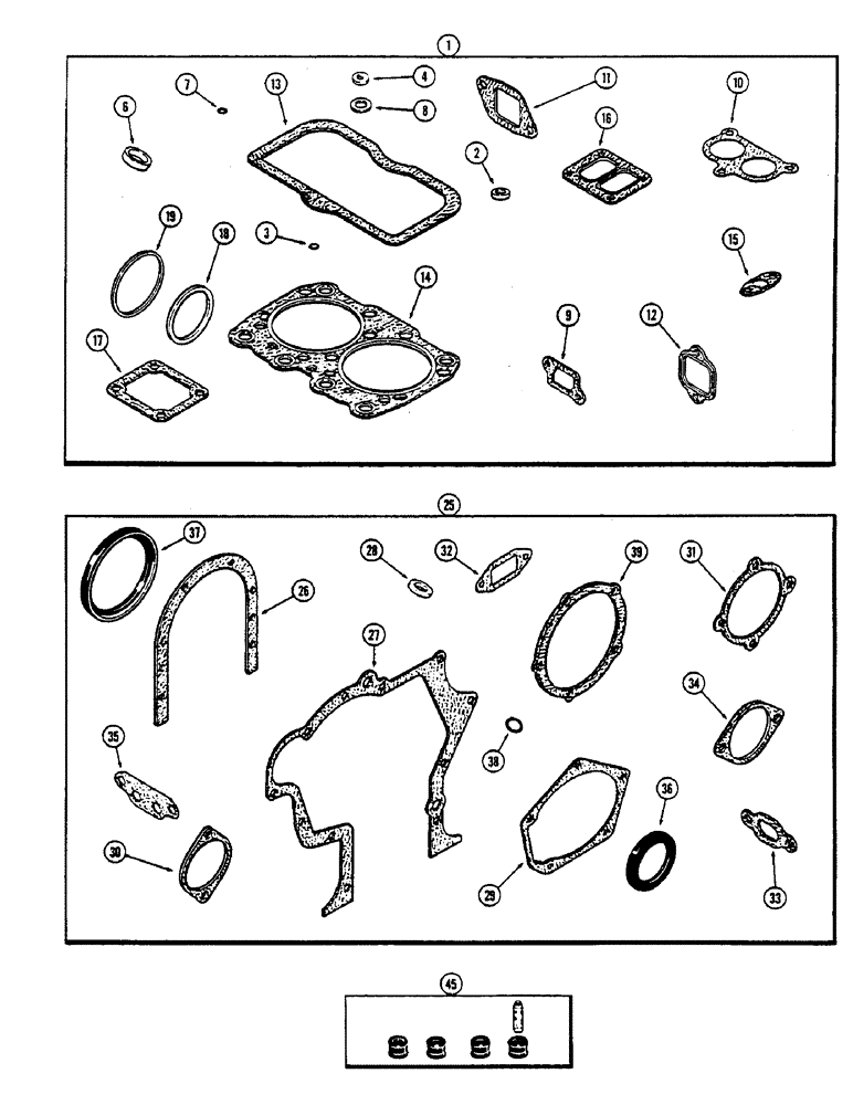 Схема запчастей Case IH 2390 - (2-52) - ENGINE GASKET KITS, 504BDT, DIESEL ENGINE, VALVE GRIND (02) - ENGINE