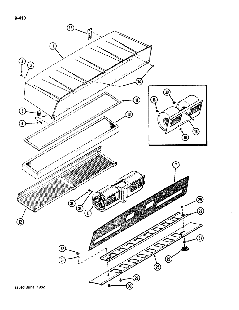 Схема запчастей Case IH 4490 - (9-410) - CAB, AIR FILTER AND BLOWER (09) - CHASSIS/ATTACHMENTS