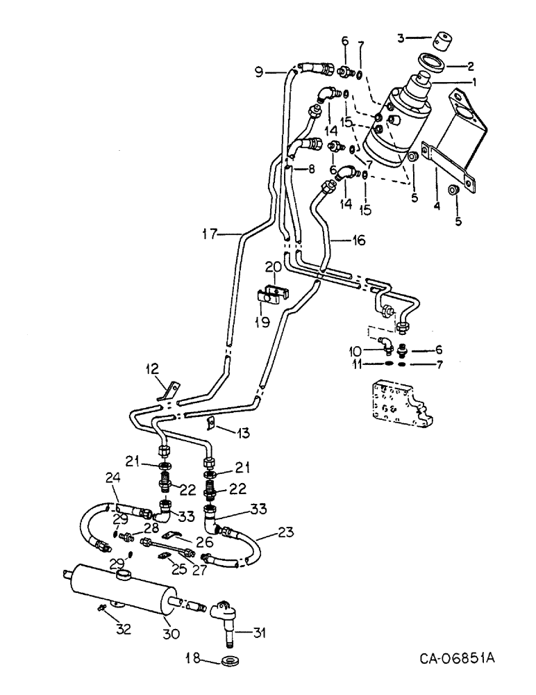 Схема запчастей Case IH HYDRO 186 - (10-10) - HYDRAULIC, HYDRAULIC POWER STEERING CONNECTIONS, H186 WITH SERIAL NO. 9420 AND ABOVE (07) - HYDRAULICS