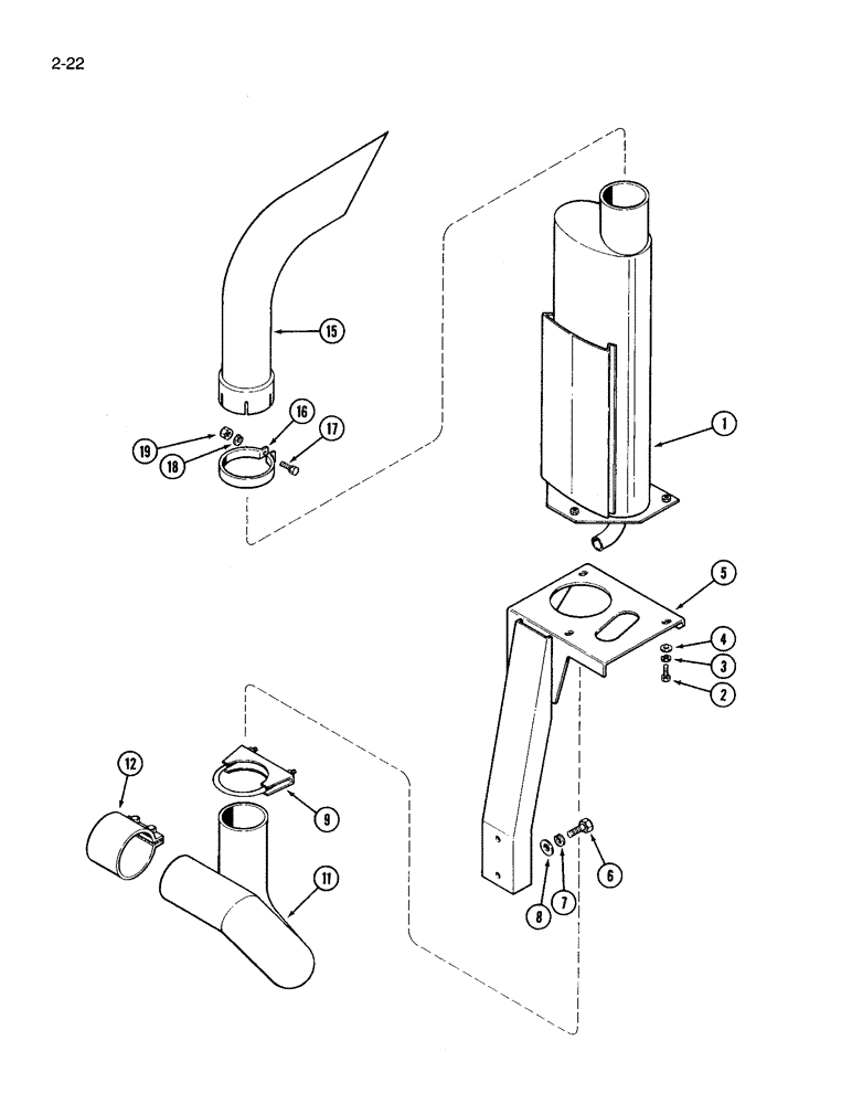 Схема запчастей Case IH 3594 - (2-022) - EXHAUST SYSTEM (02) - ENGINE