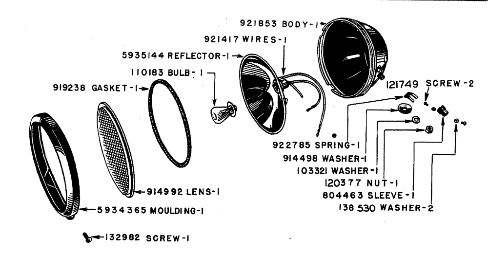 Схема запчастей Case IH L-SERIES - (028) - PARTS FOR O6752AB HEAD LAMP (04) - ELECTRICAL SYSTEMS