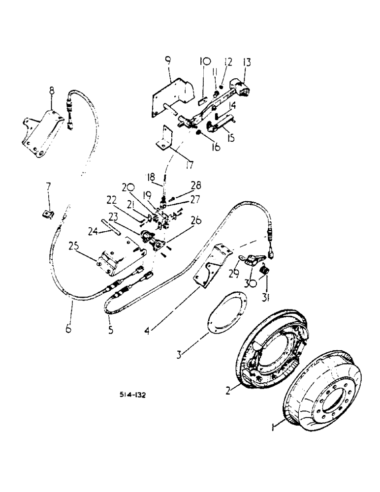 Схема запчастей Case IH 2400 - (04-09) - HAND OPERATED DRUM BRAKE (5.1) - BRAKES