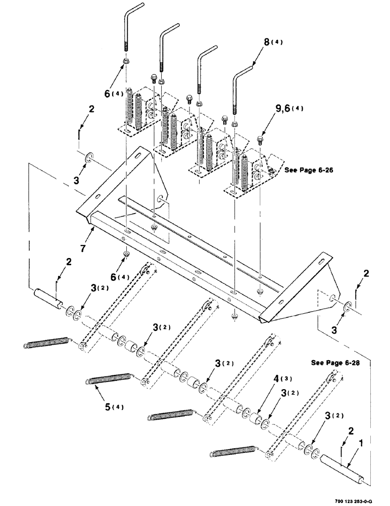 Схема запчастей Case IH 8575 - (6-24) - TENSIONER ASSEMBLY (14) - BALE CHAMBER