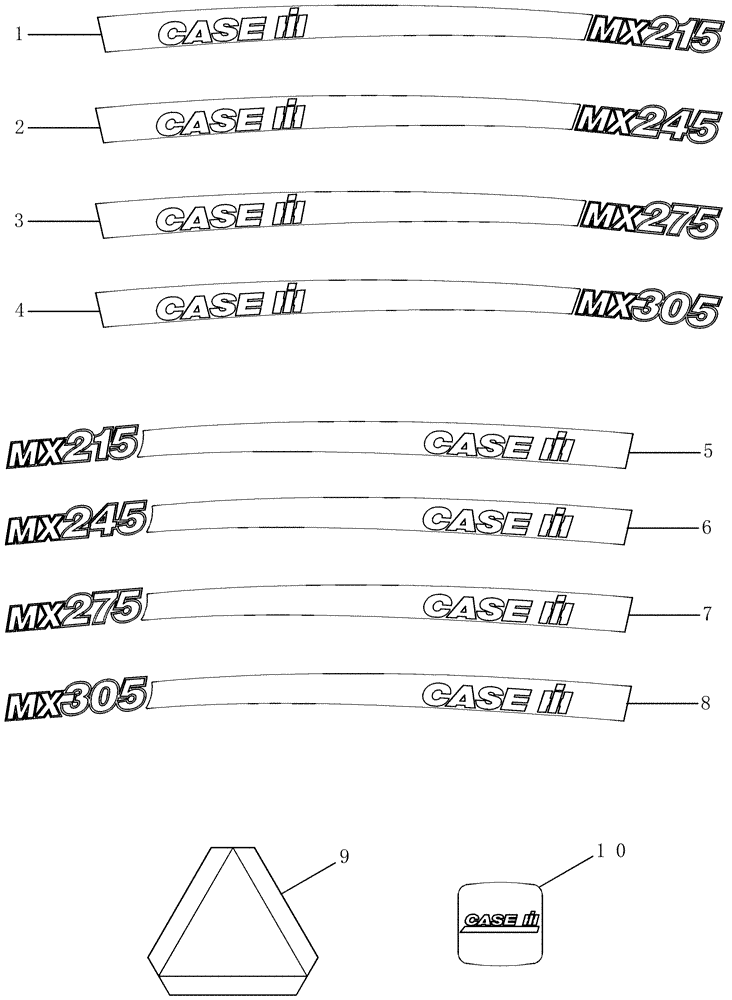 Схема запчастей Case IH MX275 - (09-68) - DECALS, BSN Z6RZ04001 (09) - CHASSIS/ATTACHMENTS