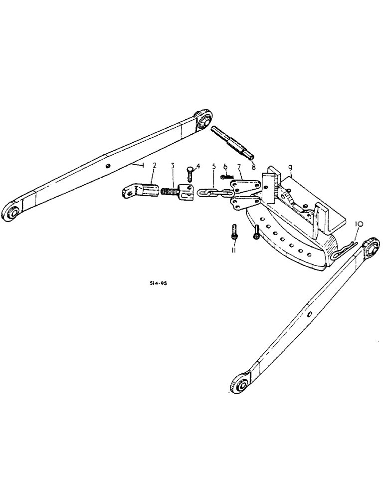 Схема запчастей Case IH 2400 - (09-06) - THREE POINT HITCH, LOWER LINKS, WITH INSIDE CHECK CHAINS (12) - FRAME