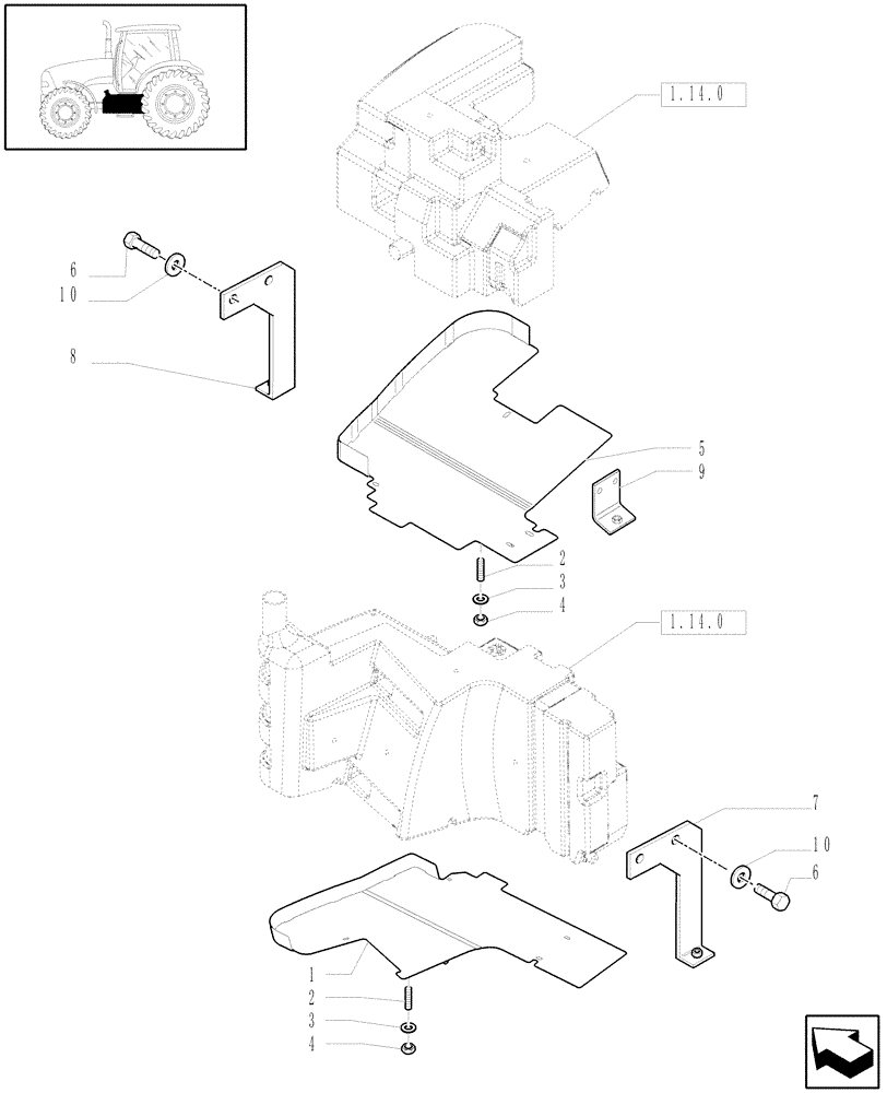 Схема запчастей Case IH PUMA 210 - (1.14.7/01) - (VAR.131) FUEL TANK GUARDS (02) - ENGINE EQUIPMENT