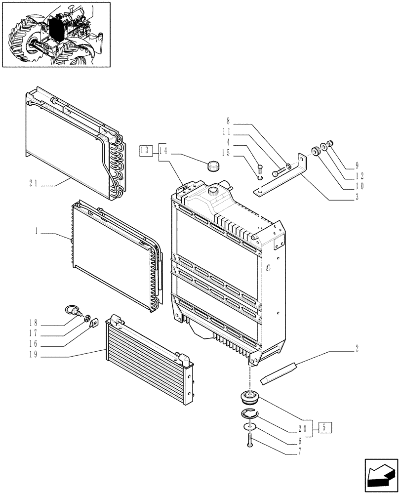 Схема запчастей Case IH MAXXUM 100 - (1.17.0) - RADIATOR, COOLING SYSTEM & RELATED PARTS (02) - ENGINE EQUIPMENT